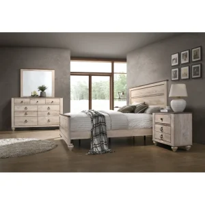 Contemporary White Wash Finish 4-Piece Bedroom Set